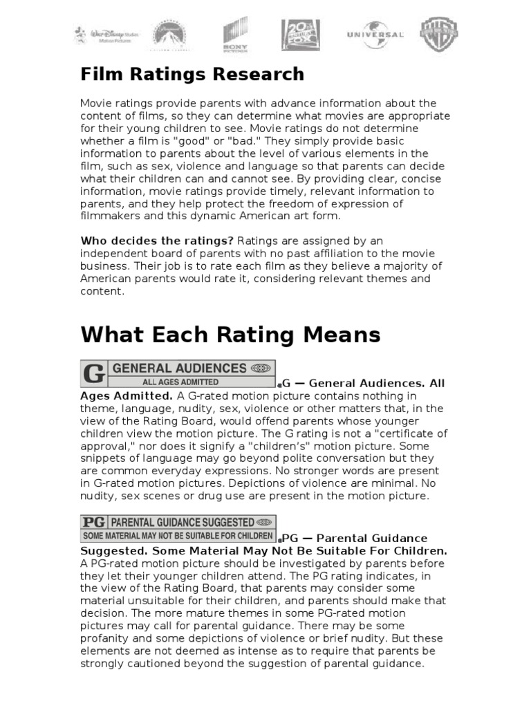 Film Ratings Research | PDF | Violence