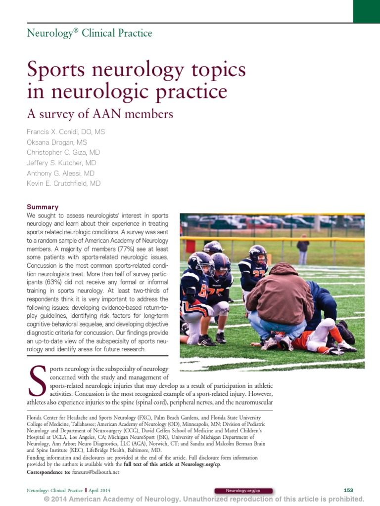 Sports Neurology Topics in Neurologic Practice A Survey of AAN Members