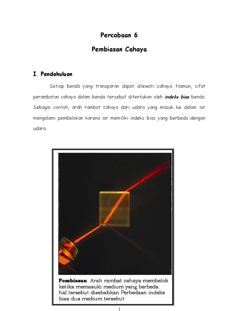 Percobaan 6 - Pembiasan Cahaya