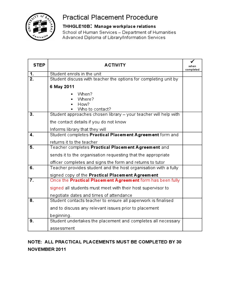 Practical Placement Guidelines | PDF
