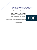 Curriculum Training Year 6 - Curriculum Induction Training 2020 Certificate