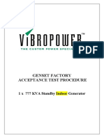 Genset Factory Acceptance Test Procedure: 1 X ??? KVA Standby Indoor Generator