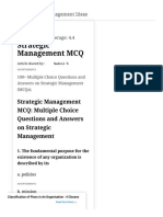 Strategic Management MCQ: Multiple Choice Questions and Answers On Strategic Management