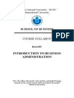 Syllabus - Introduction To Business Administration