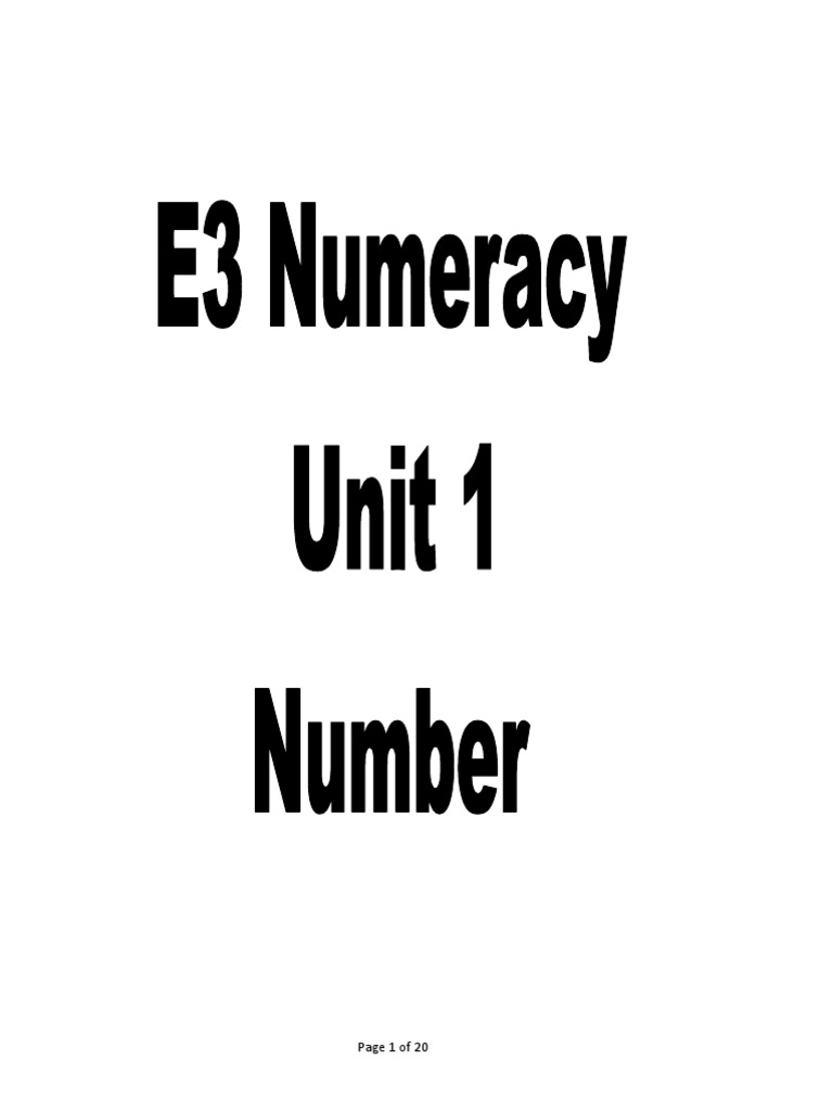 E3 Number in Unit One Overview | PDF