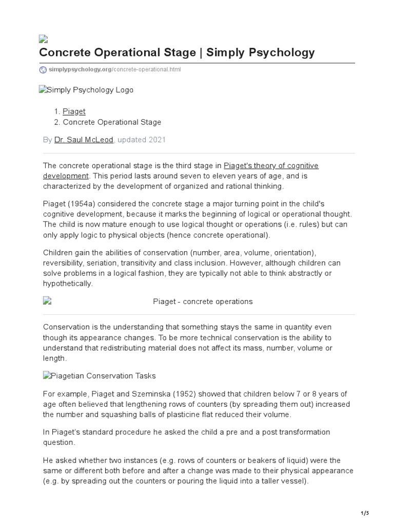 Concrete Operational Stage Simply Psychology PDF Metaphysics