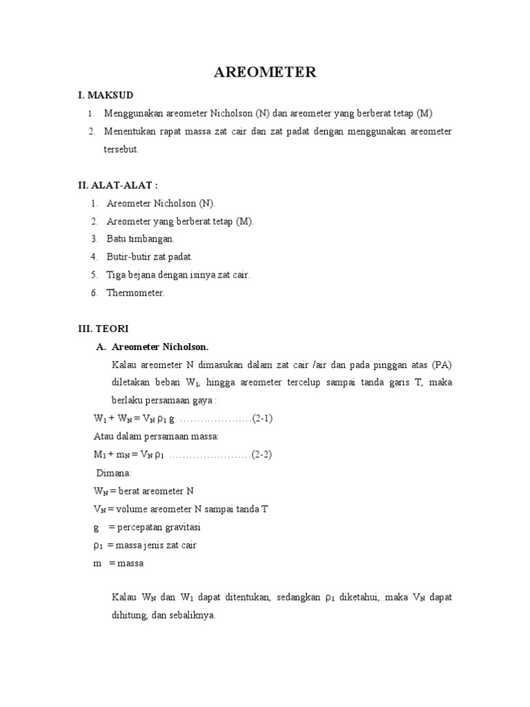 Penggunaan Areometer untuk Mengukur Massa Jenis | PDF