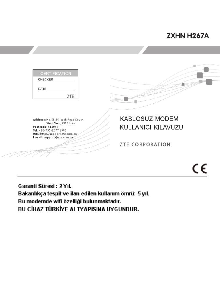 Zte ZXHN H267A - Kullanım Kılavuzu | PDF