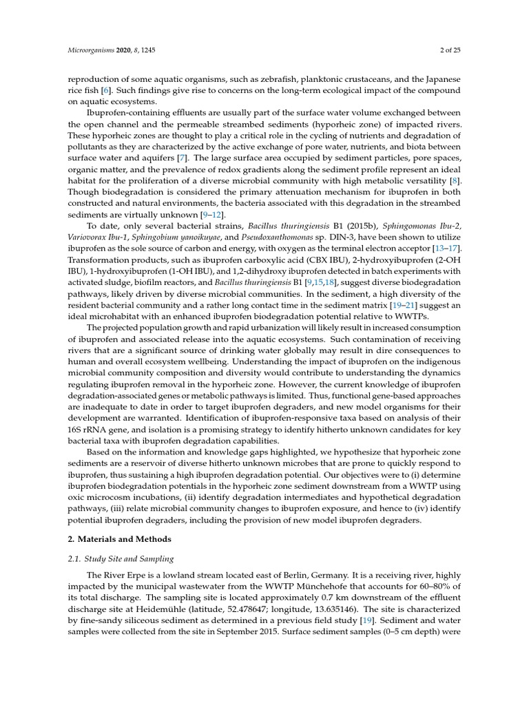 Ibuprofen Degradation and Associated Bacterial Communities in Hyporheic Zone Sediments PDF