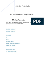 AV1- Introdução a programação - Respostas de Gilson Gavião Pinto Júnior