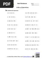 Order of Operations: Math Worksheets