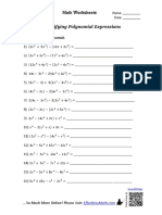 Simplifying Polynomial Expressions Worksheet