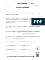 Probability Problems: Math Worksheets