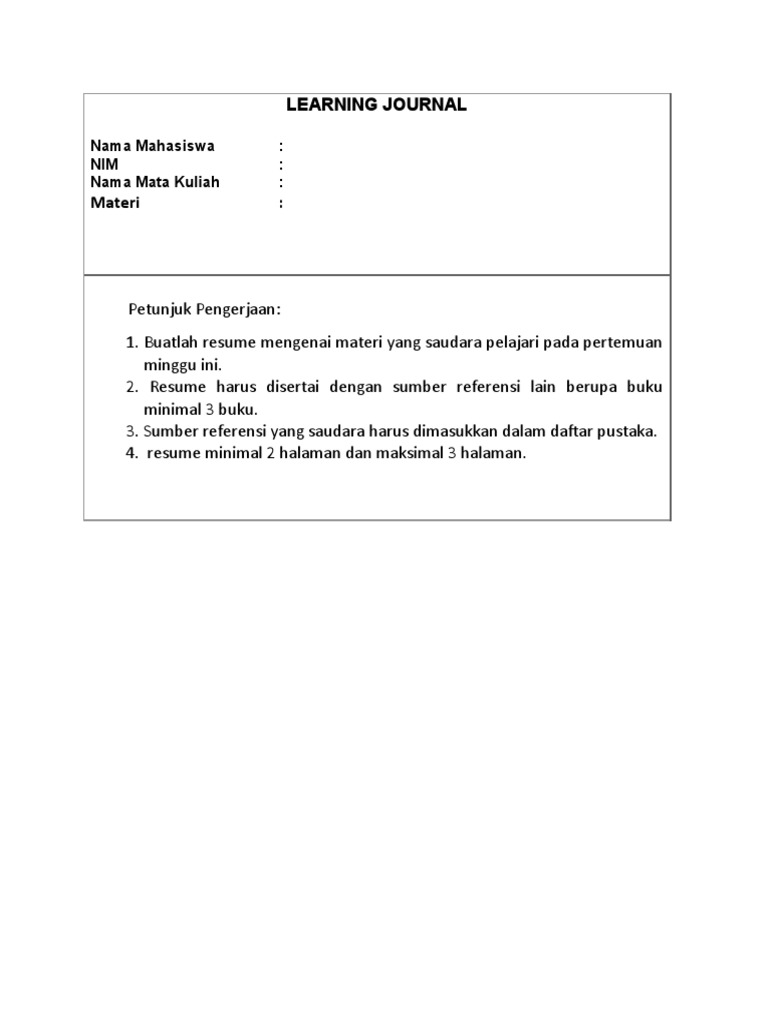 Panduan Membuat Learning Journal | PDF | Kajian Bahasa Asing | Griya ...