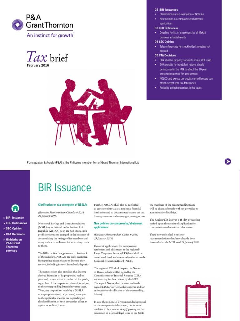 Feb 2016 Tax Brief Final PDF Statute Of Limitations Internal