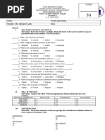 Mapeh 8 - 1st Achievement Test