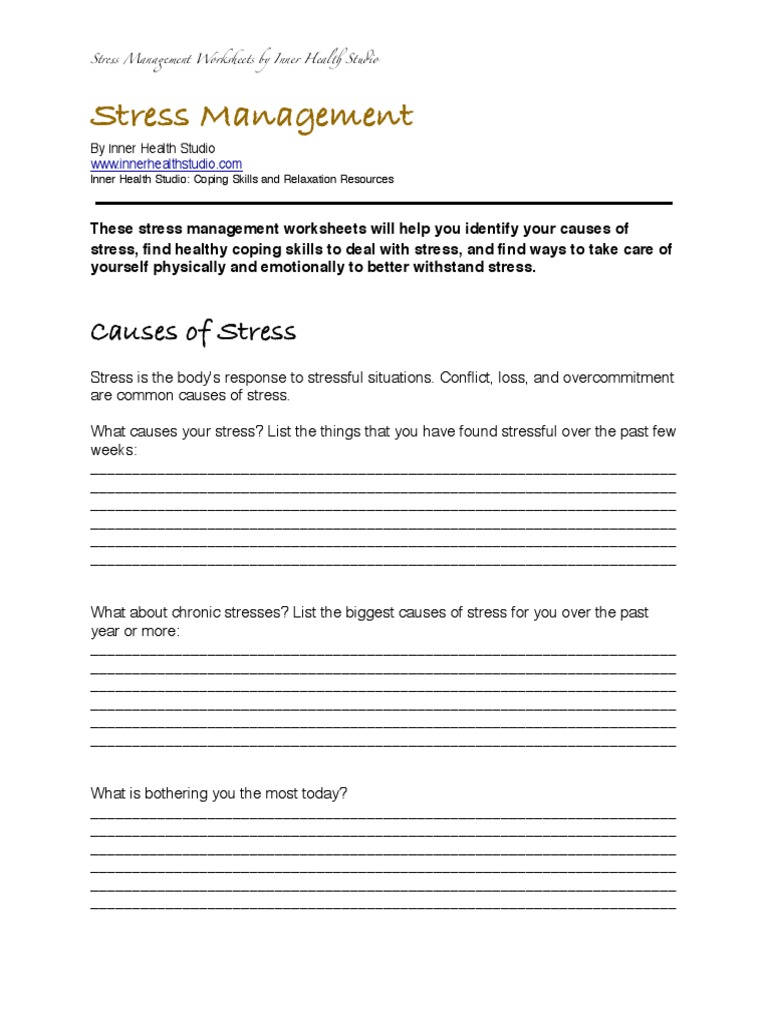 Stress Management Worksheets | PDF | Symptom | Stress (Biology)