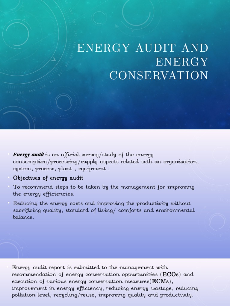 Energy Audit and Conservation Overview | PDF | Cogeneration | Fossil ...