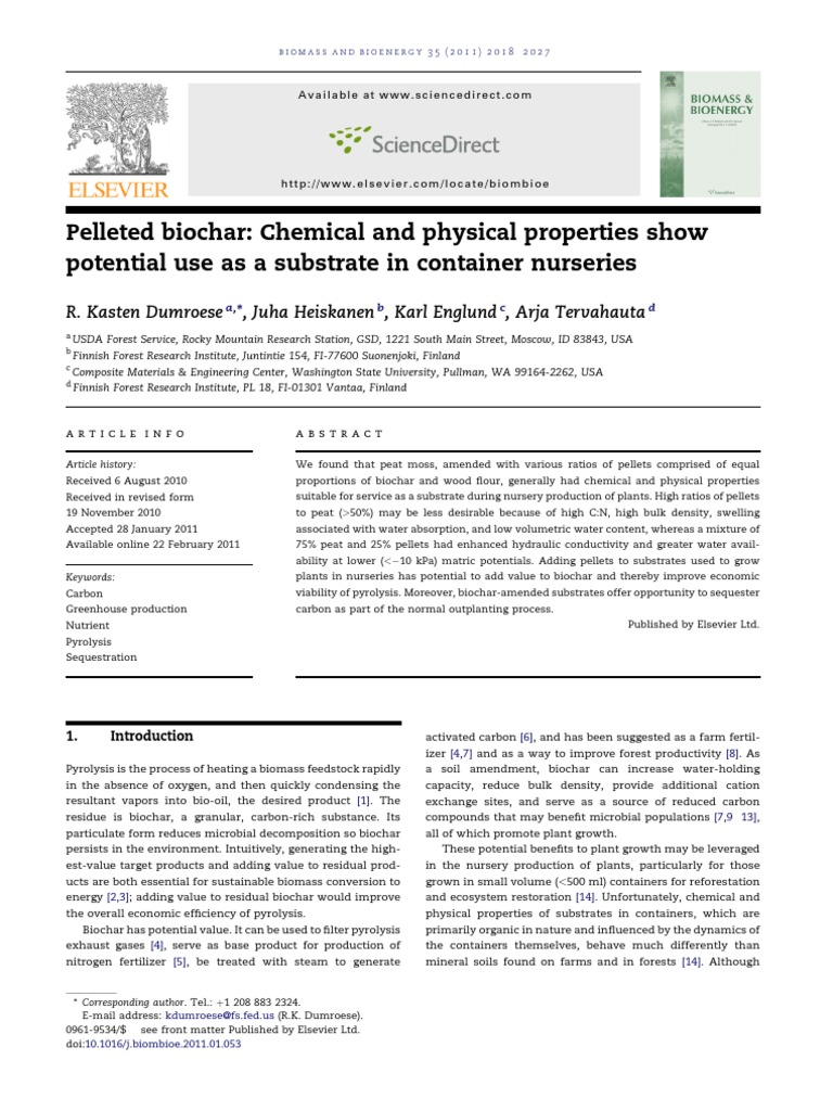 Biochar Pellets for Nursery Use | PDF | Soil | Pyrolysis