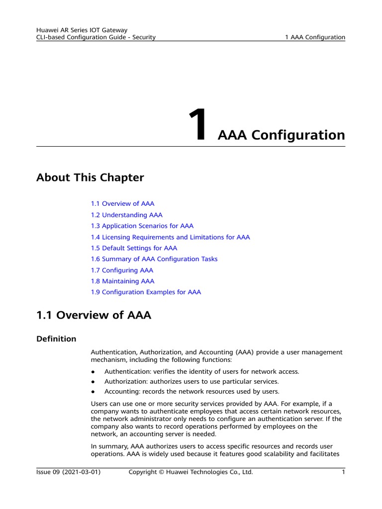 01-01 AAA Configuration | PDF | Radius | Password
