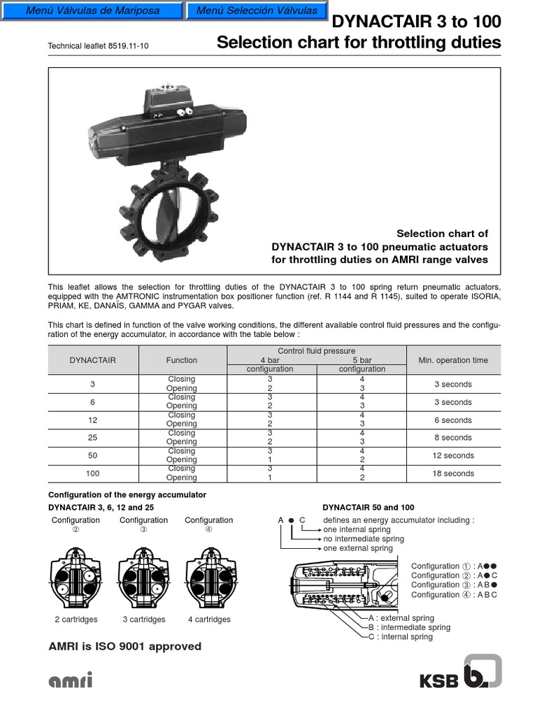 DYNACTAIR 3 To 100 Selection Chart For Throttling Duties Download