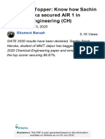 GATE 2020 Topper in Chemical Engineering Secures AIR 1