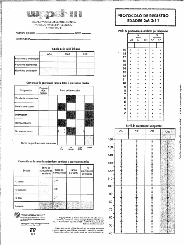 Proto Wppsi Iii Manual Moderno | PDF