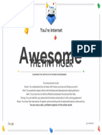 Google Interland Certificate of Awesomeness
