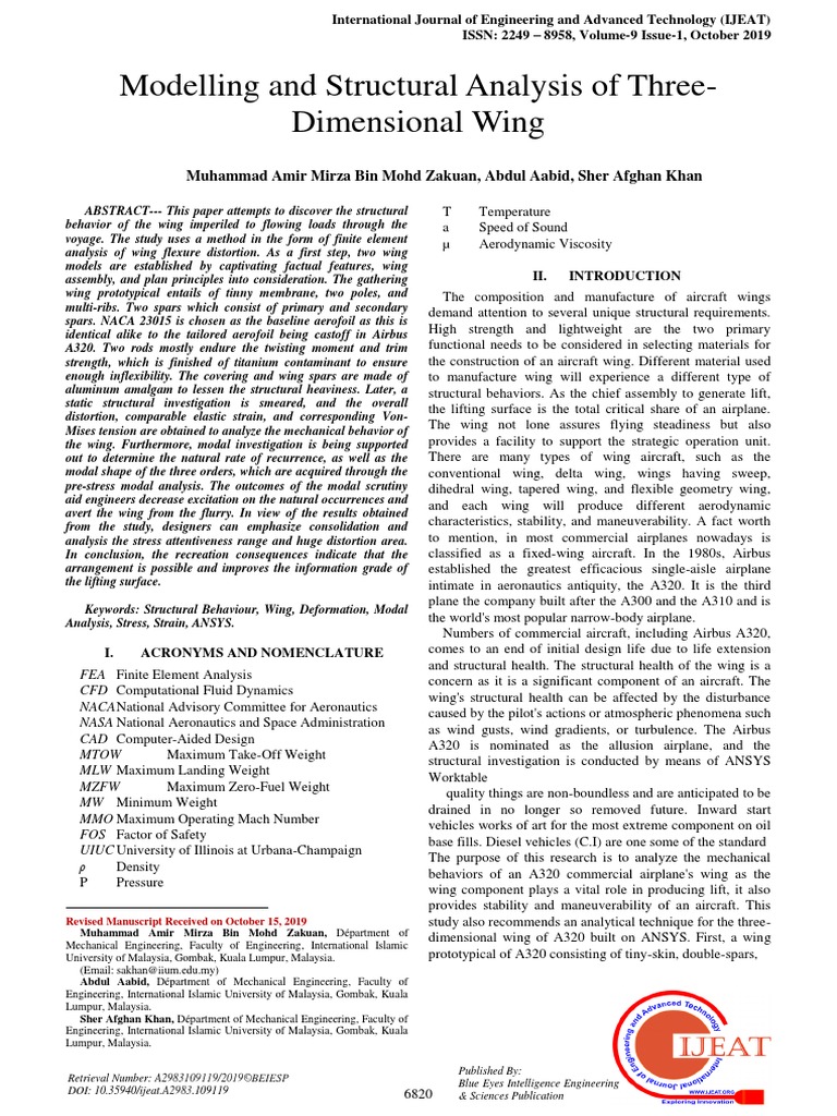 Modelling and Structural Analysis of ThreeDimensional Wing | PDF | Lift ...