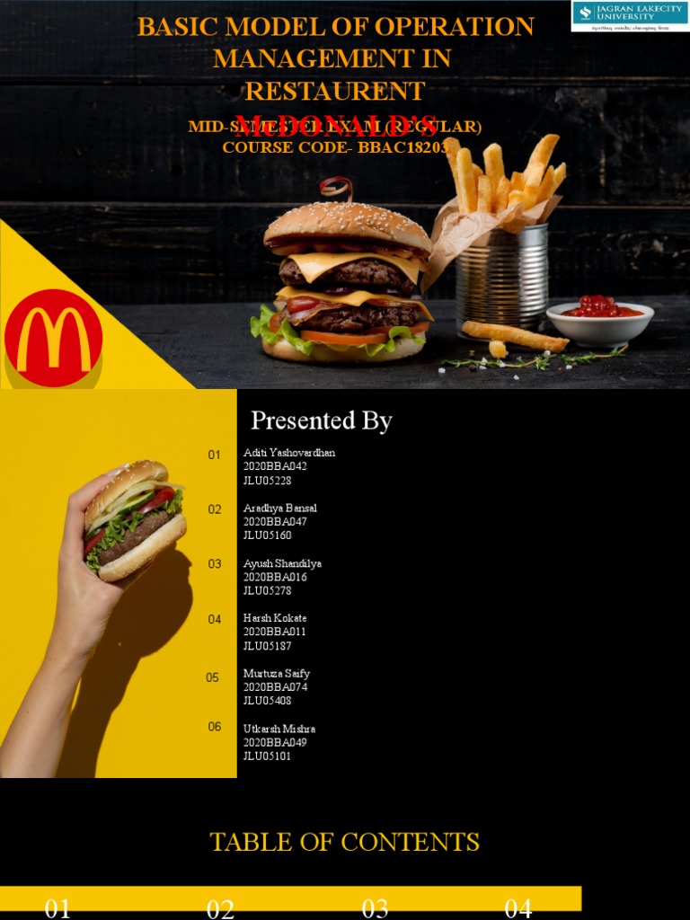 McDonald's Operation Management Overview | PDF | Mc Donald's | Hamburgers