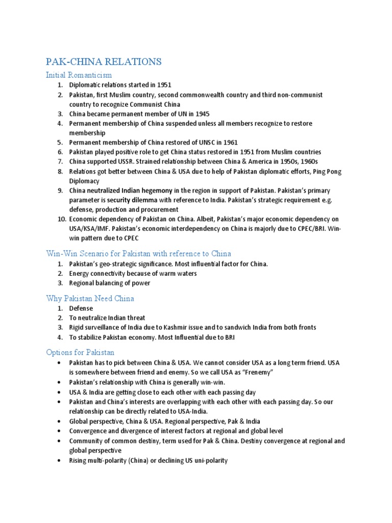 Pakistan-China Relations Overview | PDF | Pakistan | China