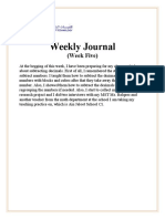 Weekly Journal: (Week Five)