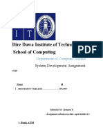 Dire Dawa Institute of Technology School of Computing: System Development Assignment One