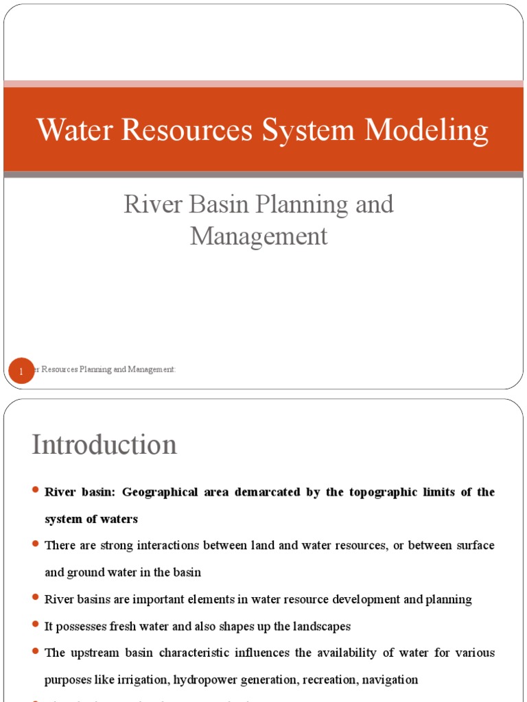 Water Resources System Modeling River Basin Planning and Management