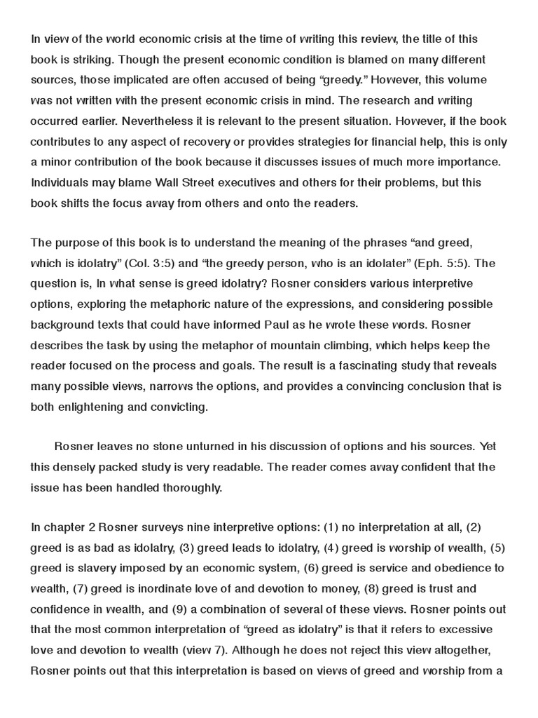 Greed As Idolatry The Origin and Meaning of A Pauline Metaphor DTS