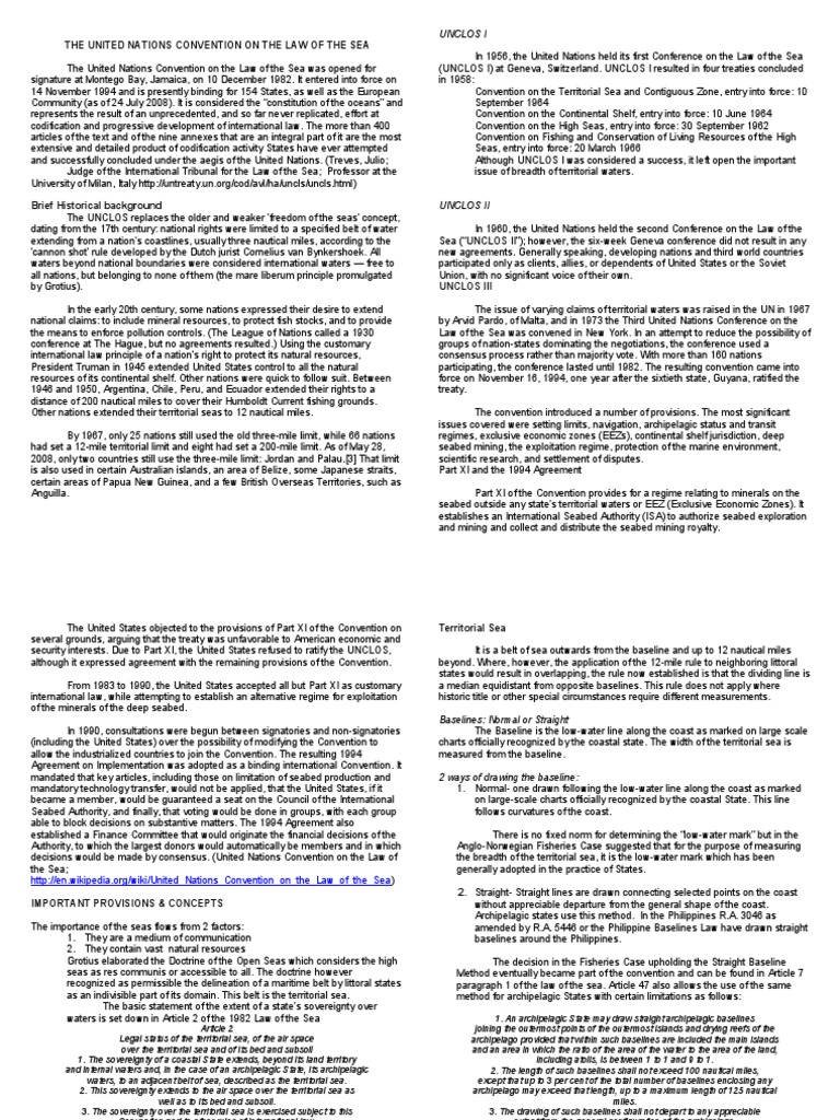 The United Nations Convention On The Law of The Sea | PDF | Territorial ...