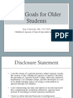 Goals and Strategies for Older Students with Childhood Apraxia of Speech