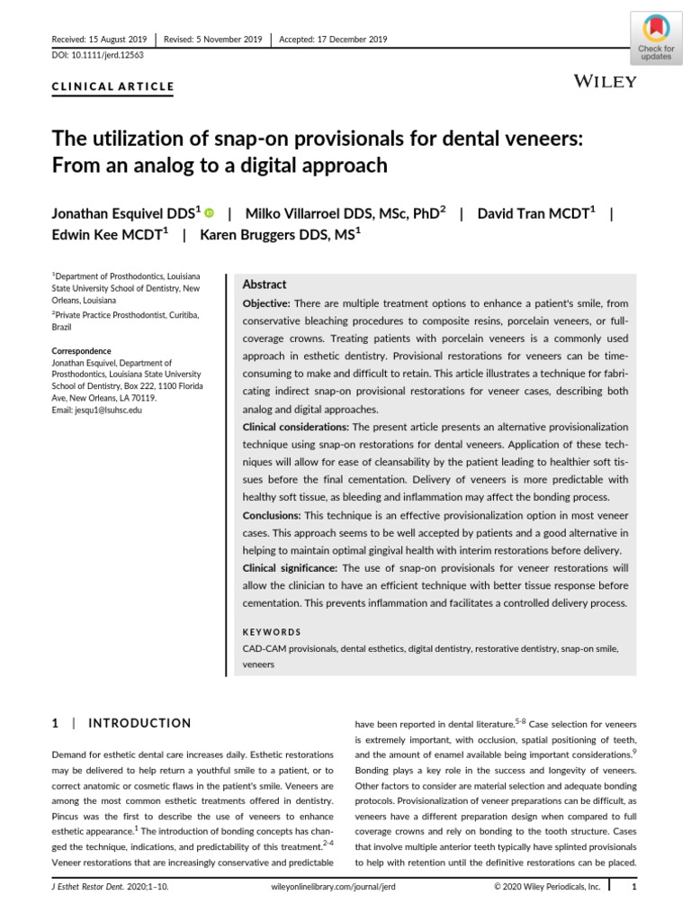 44.the Utilization of SnapOn Provisionals For Dental Veneers From An Analog To A Digital