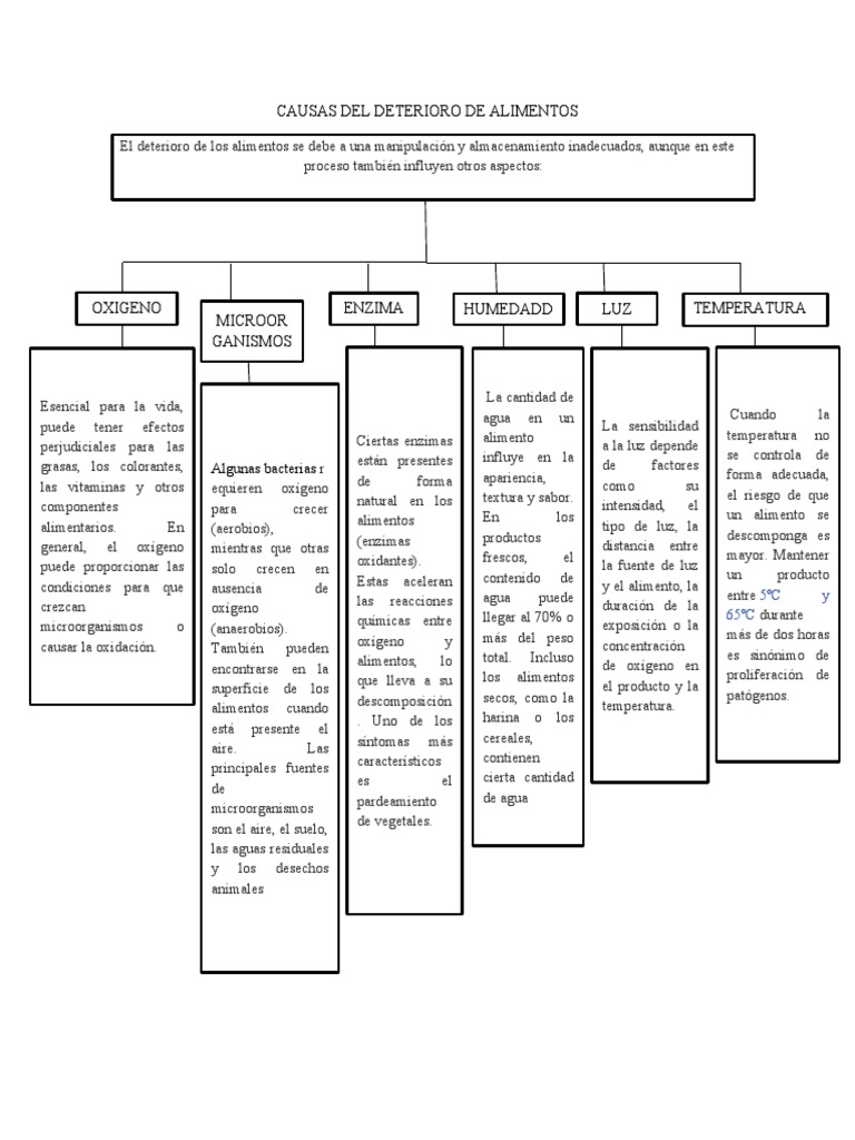 Causas Del Deterioro de Alimentos | Descargar gratis PDF | Oxígeno ...