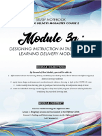 Module 3a: Designing Instruction in The Different Learning Delivery Modalities