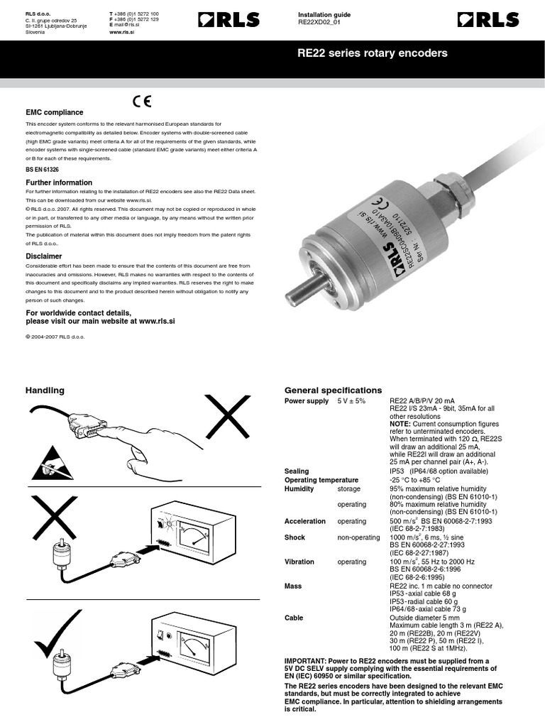RE22 Series Rotary Encoders Installation Guide | PDF | Blue ...