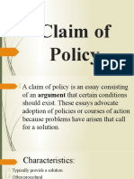 Claim of Policy