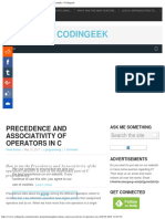 Precedence and Associativity of Operators in C With Examples Codingeek