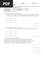 Sex Linkage Worksheet 1: Name Date Period