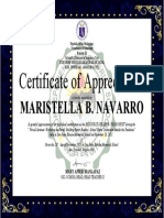 Certificate of Appreciation: Maristella B. Navarro