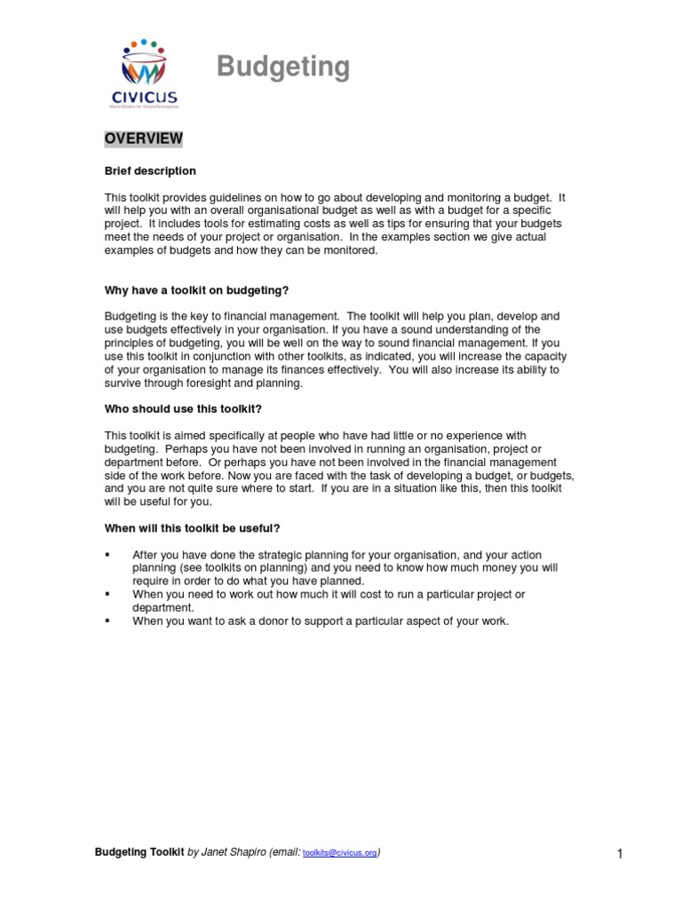 Budgeting: Brief Description | PDF