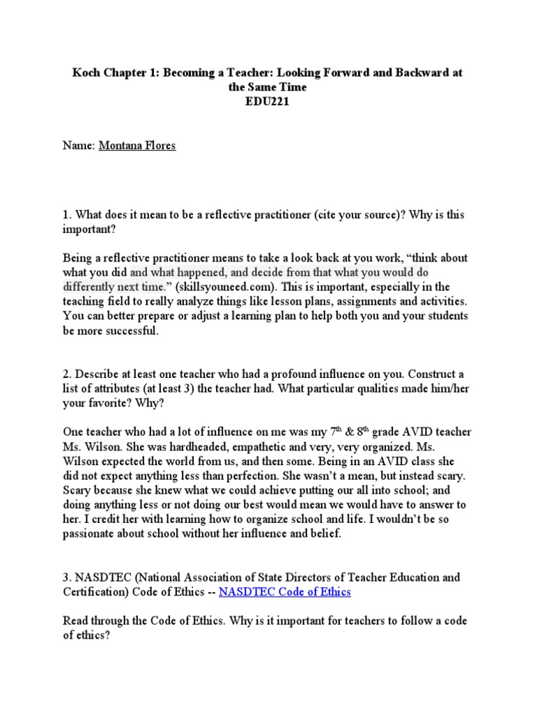 Chapter 1 Essay Questions M Flores Pdf Teachers Competence Human Resources