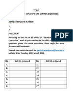ANSWER SHEET - TOEFL - Section 2 - Identifying Problems Practice