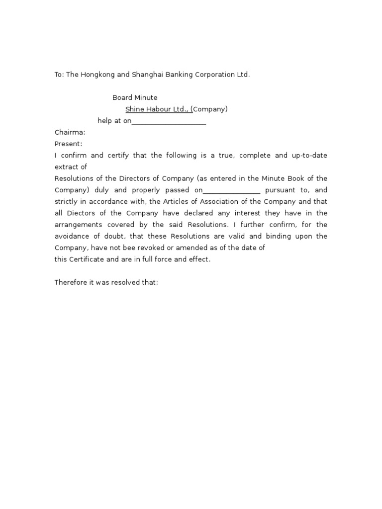 Resolutions | PDF | Finance & Money Management
