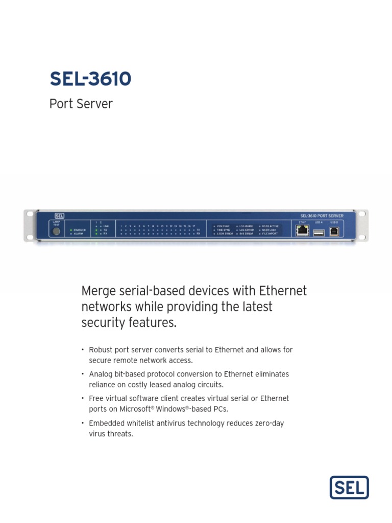 Port Server SEL3610 PDF Port Networking) Computer Network